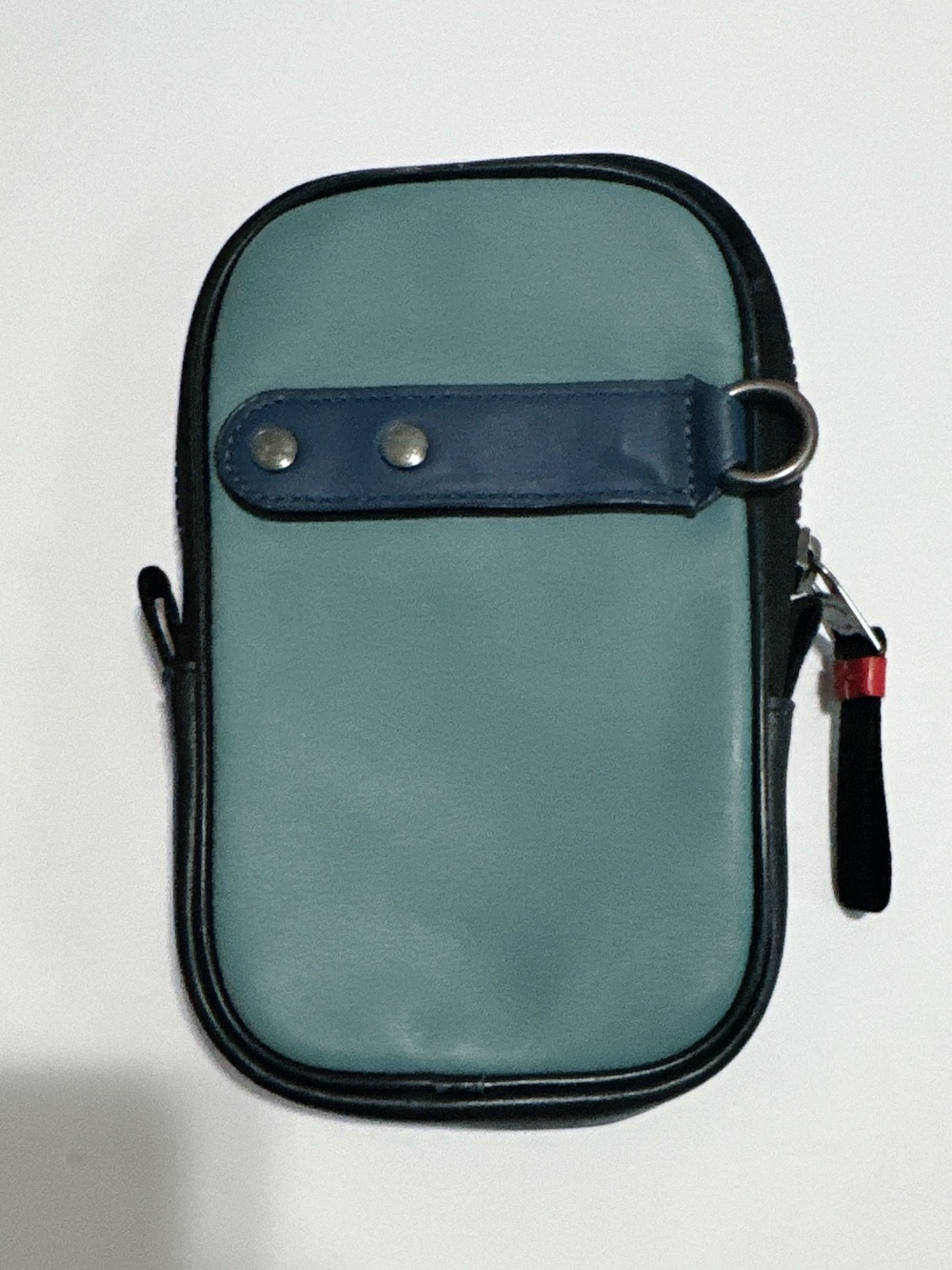 Coach Teal and Navy Leather Belt Pouch with Signature Patch - Picture 3 of 10